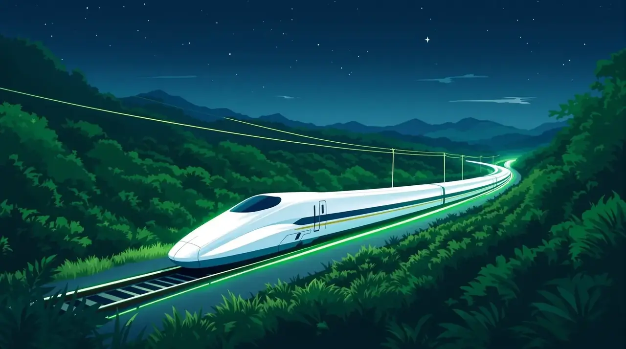 亚洲黄色片 下一班发车 新干线驶过绿色夜景